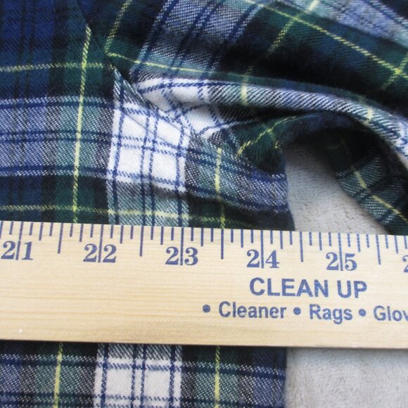 LL Bean Women's Scotch Plaid Flannel Shirt Relaxed Fit Size XL Cotton Green Blue - Picture 7 of 8